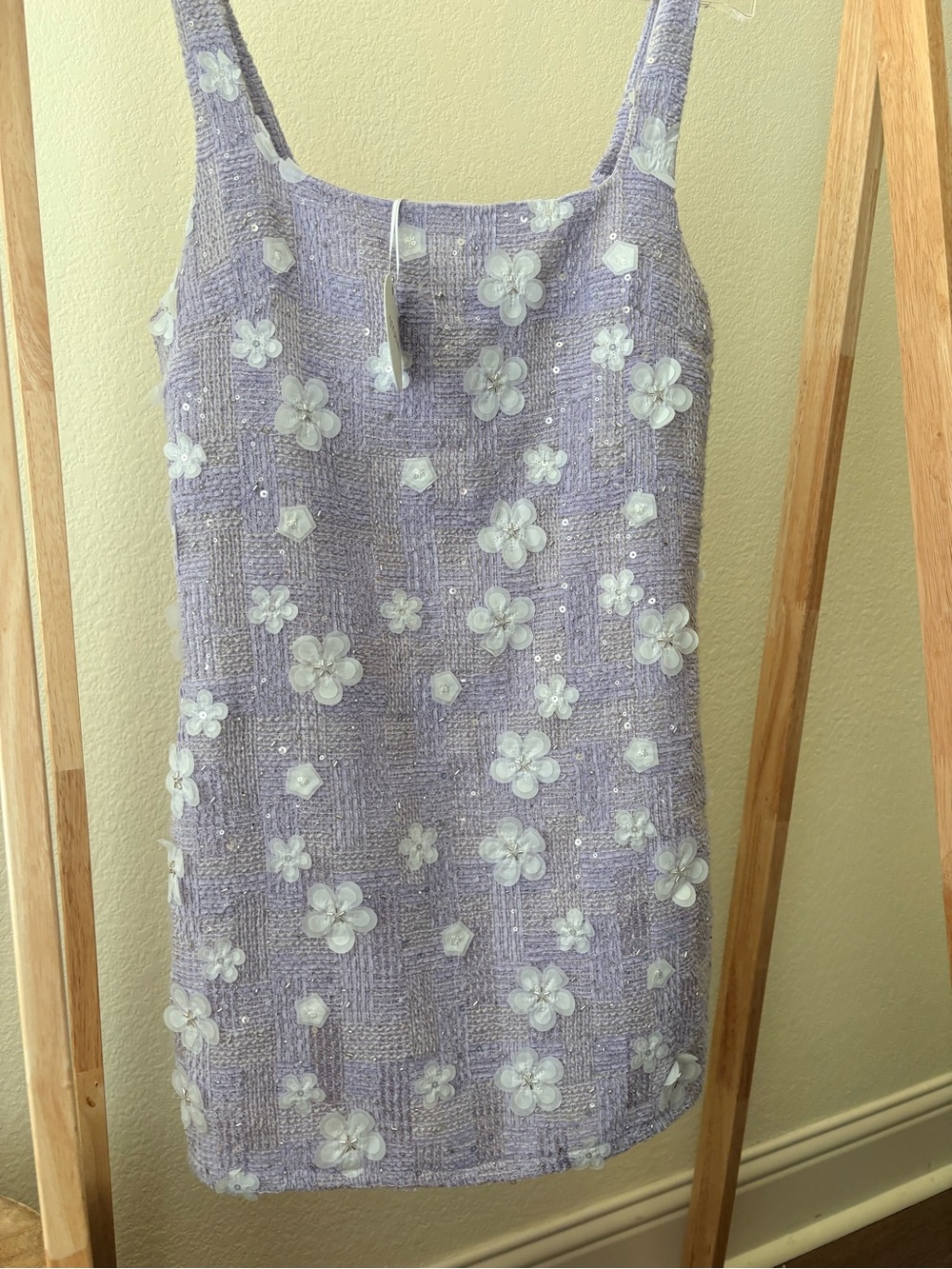 Storia Lilac Floral Sequin Mini Dress